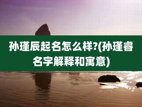 孙瑾辰起名怎么样?(孙瑾睿名字解释和寓意)