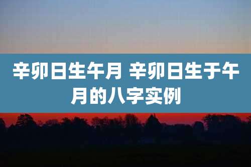 辛卯日生午月 辛卯日生于午月的八字实例