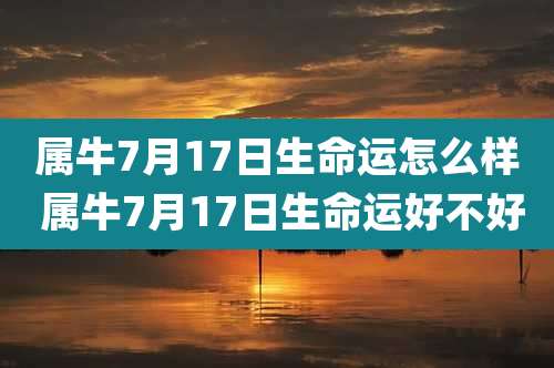 属牛7月17日生命运怎么样 属牛7月17日生命运好不好