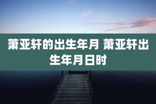 萧亚轩的出生年月 萧亚轩出生年月日时