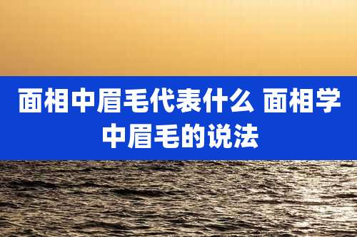 面相中眉毛代表什么 面相学中眉毛的说法
