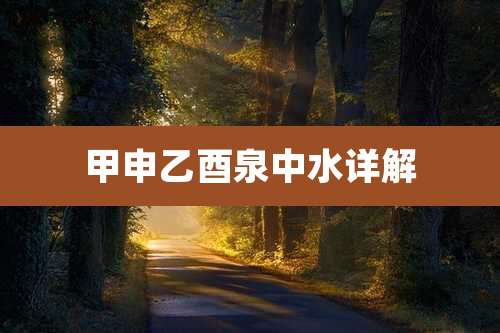 甲申乙酉泉中水详解