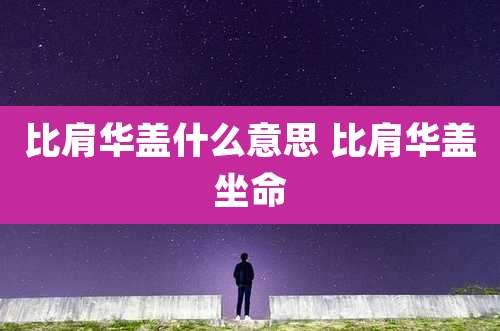 比肩华盖什么意思 比肩华盖坐命