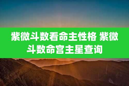 紫微斗数看命主性格 紫微斗数命宫主星查询