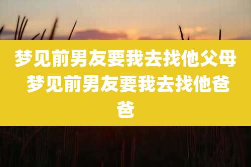 梦见前男友要我去找他父母 梦见前男友要我去找他爸爸