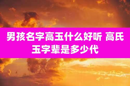 男孩名字高玉什么好听 高氏玉字辈是多少代