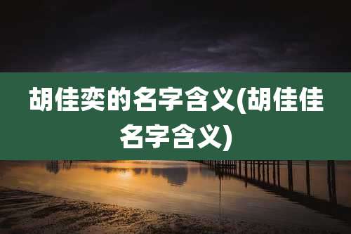 胡佳奕的名字含义(胡佳佳名字含义)