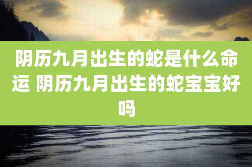 阴历九月出生的蛇是什么命运 阴历九月出生的蛇宝宝好吗