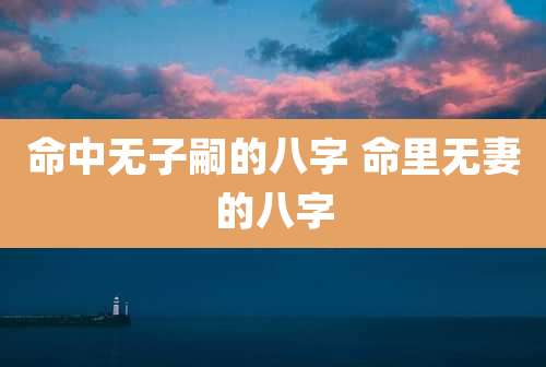 命中无子嗣的八字 命里无妻的八字