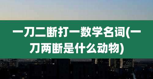 一刀二断打一数学名词(一刀两断是什么动物)