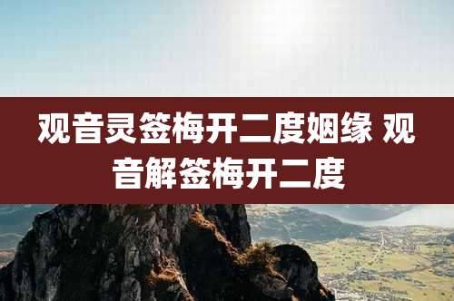 观音灵签梅开二度姻缘 观音解签梅开二度