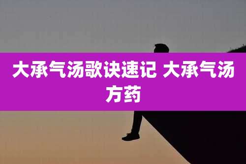 大承气汤歌诀速记 大承气汤方药