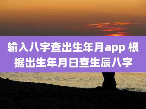 输入八字查出生年月app 根据出生年月日查生辰八字
