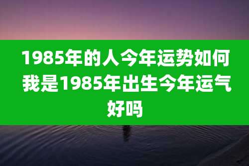 1985年的人今年运势如何 我是1985年出生今年运气好吗