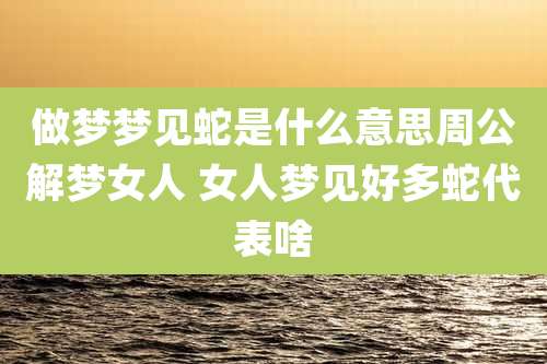 做梦梦见蛇是什么意思周公解梦女人 女人梦见好多蛇代表啥