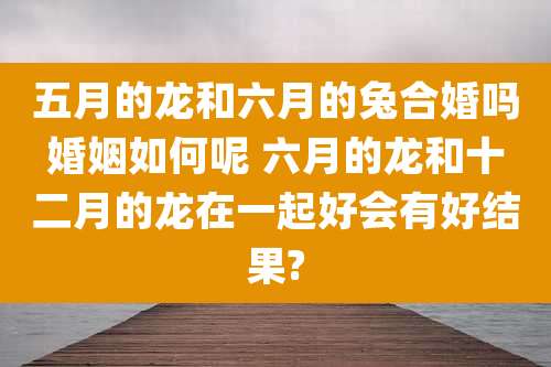 五月的龙和六月的兔合婚吗婚姻如何呢 六月的龙和十二月的龙在一起好会有好结果?