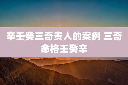 辛壬癸三奇贵人的案例 三奇命格壬癸辛