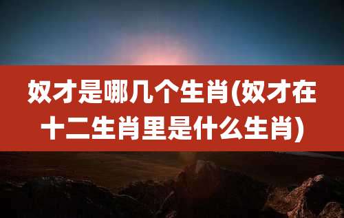 奴才是哪几个生肖(奴才在十二生肖里是什么生肖)