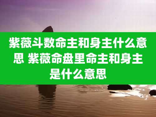 紫薇斗数命主和身主什么意思 紫薇命盘里命主和身主是什么意思