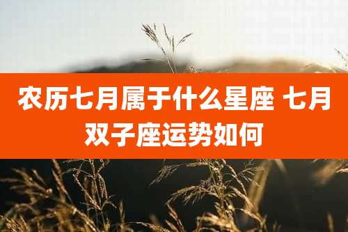 农历七月属于什么星座 七月双子座运势如何