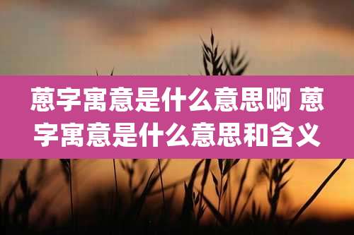 蒽字寓意是什么意思啊 蒽字寓意是什么意思和含义