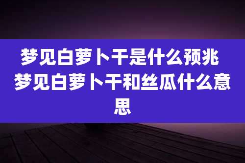 梦见白萝卜干是什么预兆 梦见白萝卜干和丝瓜什么意思