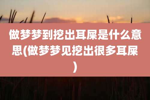 做梦梦到挖出耳屎是什么意思(做梦梦见挖出很多耳屎)