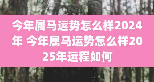 今年属马运势怎么样2024年 今年属马运势怎么样2025年运程如何
