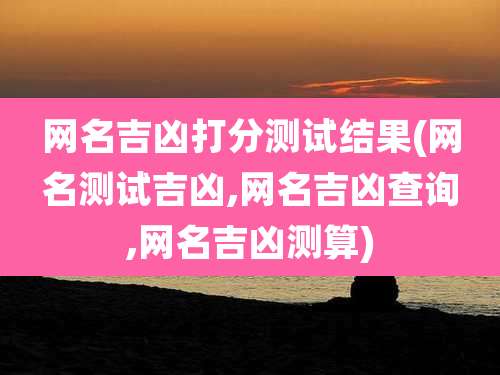 网名吉凶打分测试结果(网名测试吉凶,网名吉凶查询,网名吉凶测算)