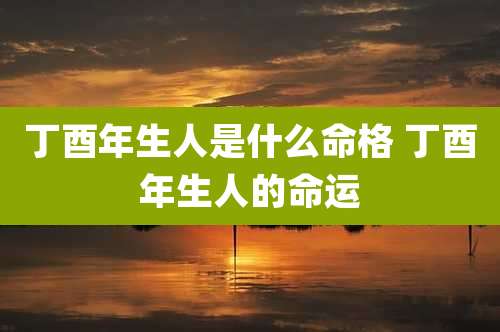 丁酉年生人是什么命格 丁酉年生人的命运