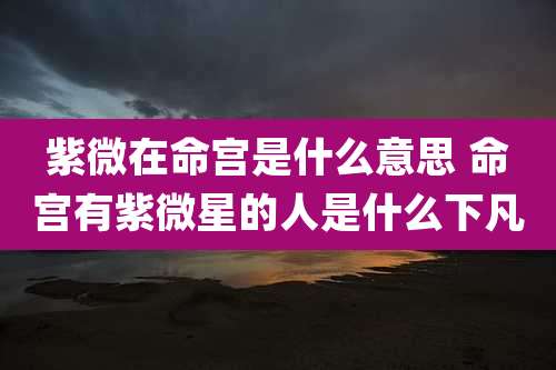 紫微在命宫是什么意思 命宫有紫微星的人是什么下凡