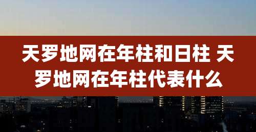 天罗地网在年柱和日柱 天罗地网在年柱代表什么