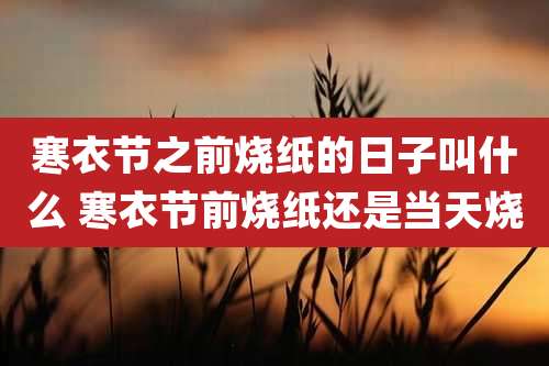 寒衣节之前烧纸的日子叫什么 寒衣节前烧纸还是当天烧