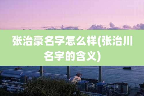 张治豪名字怎么样(张治川名字的含义)