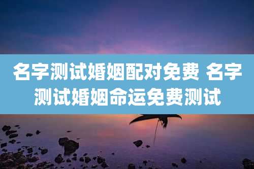 名字测试婚姻配对免费 名字测试婚姻命运免费测试