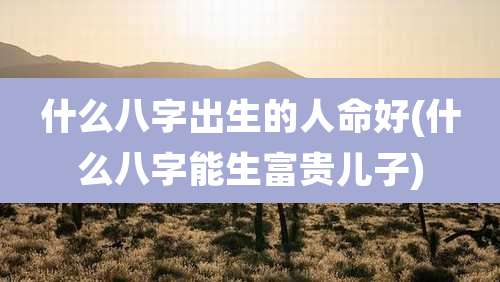 什么八字出生的人命好(什么八字能生富贵儿子)
