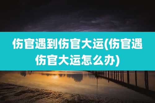 伤官遇到伤官大运(伤官遇伤官大运怎么办)