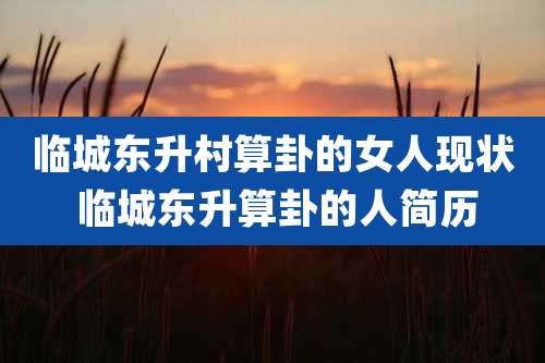 临城东升村算卦的女人现状 临城东升算卦的人简历
