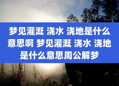 梦见灌溉 浇水 浇地是什么意思啊 梦见灌溉 浇水 浇地是什么意思周公解梦