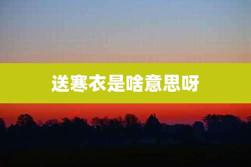送寒衣是啥意思呀