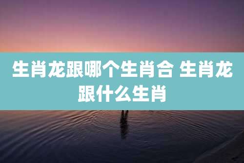 生肖龙跟哪个生肖合 生肖龙跟什么生肖