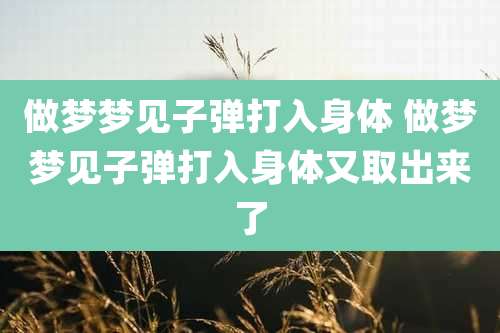 做梦梦见子弹打入身体 做梦梦见子弹打入身体又取出来了