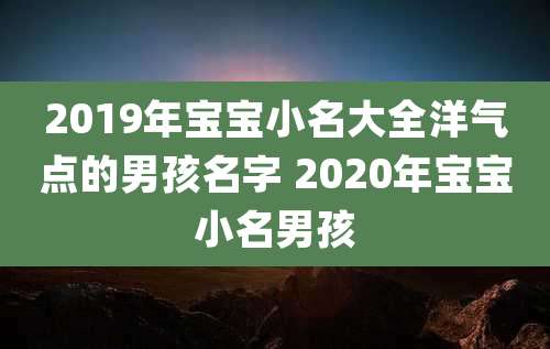 2019年宝宝小名大全洋气点的男孩名字 2020年宝宝小名男孩