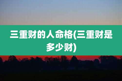 三重财的人命格(三重财是多少财)