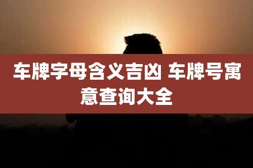 车牌字母含义吉凶 车牌号寓意查询大全
