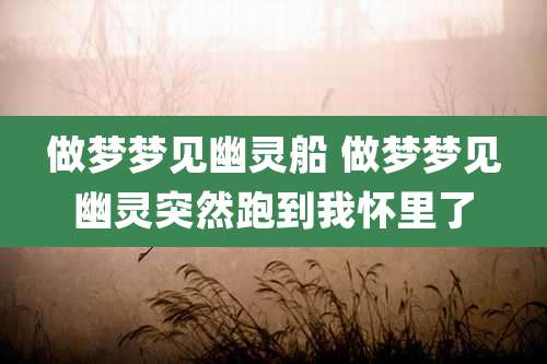 做梦梦见幽灵船 做梦梦见幽灵突然跑到我怀里了