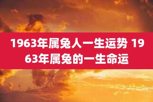 1963年属兔人一生运势 1963年属兔的一生命运