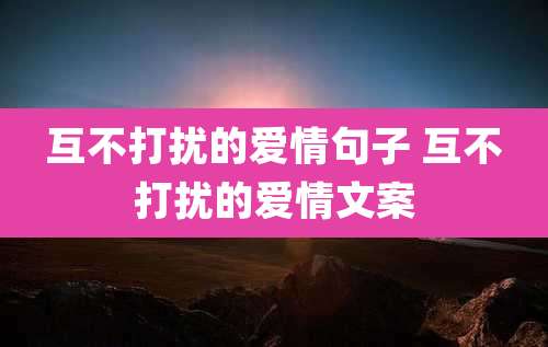 互不打扰的爱情句子 互不打扰的爱情文案