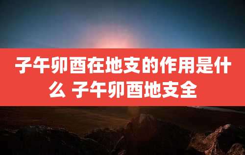 子午卯酉在地支的作用是什么 子午卯酉地支全