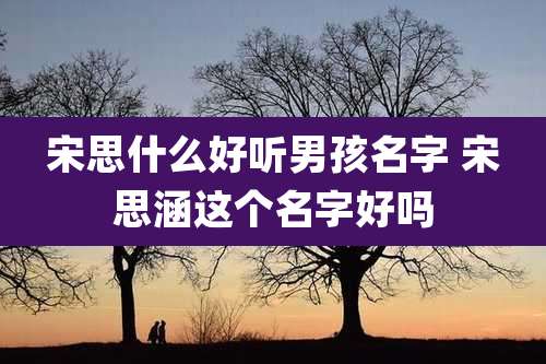 宋思什么好听男孩名字 宋思涵这个名字好吗